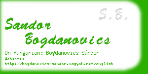 sandor bogdanovics business card