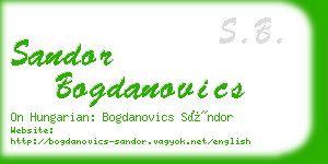 sandor bogdanovics business card